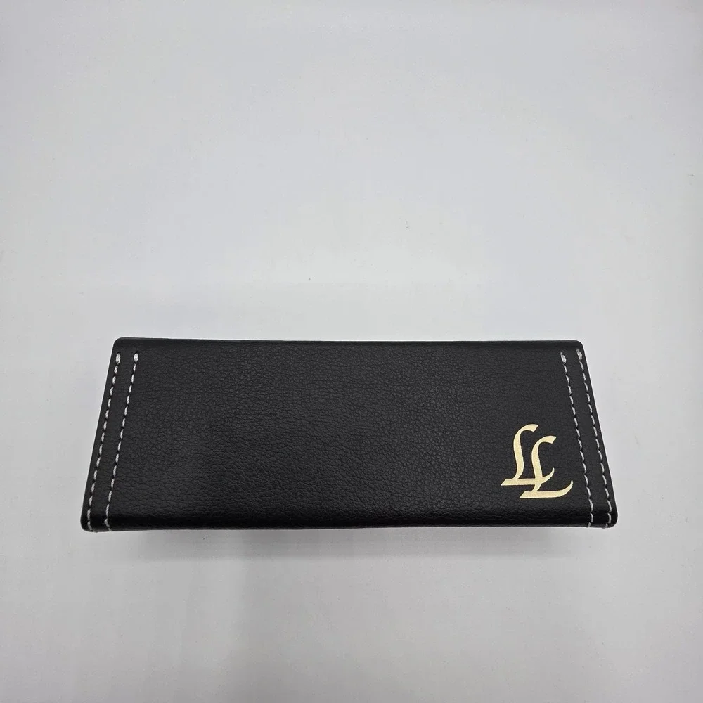 LISA LOEB EYEWEAR Black Faux‎ Leather Folding Glasses Case for Sunglasses